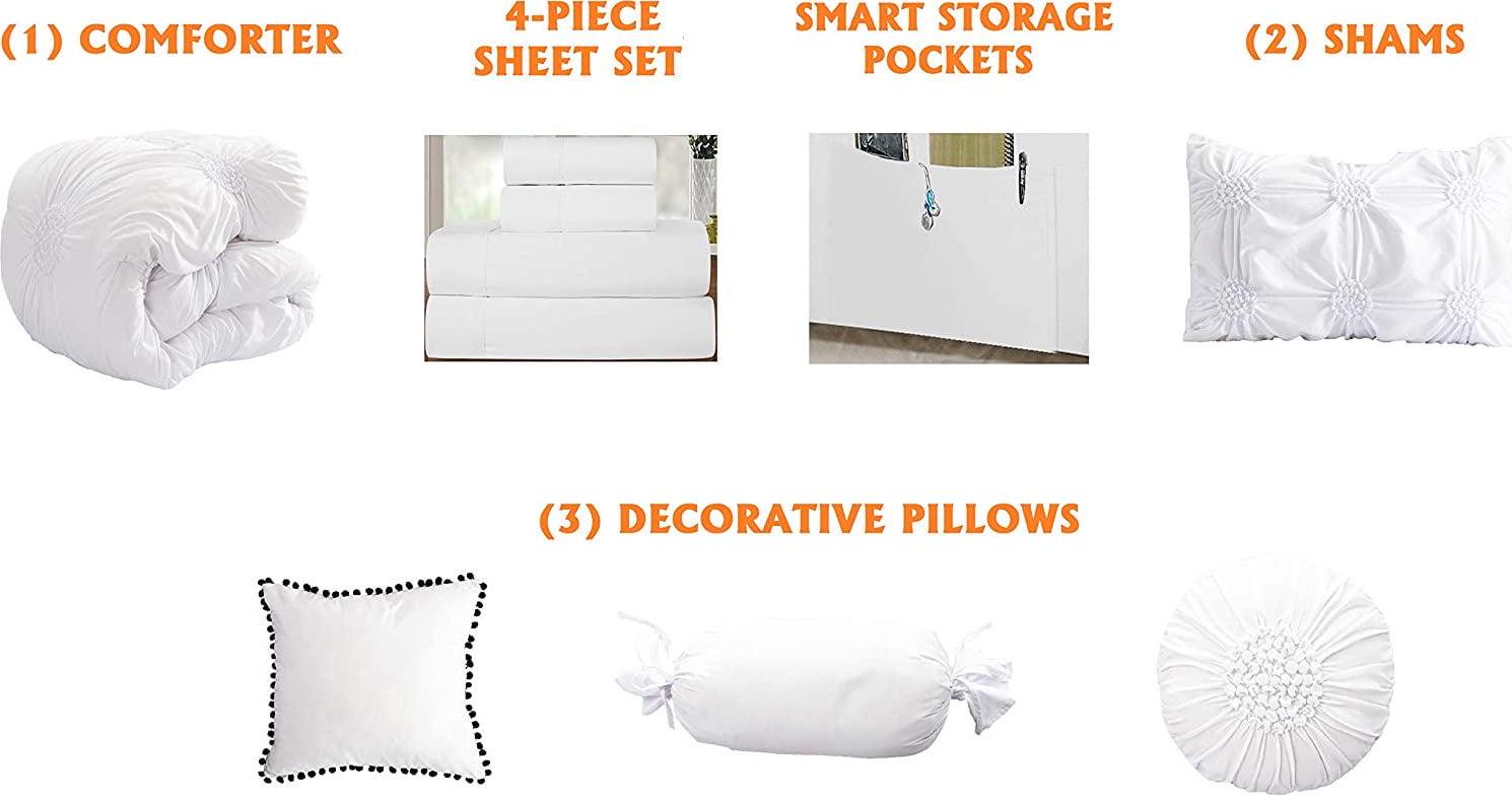 10-Piece Bed-in-a-Bag Sunflower Comforter Set King/Cal King White - Image 3