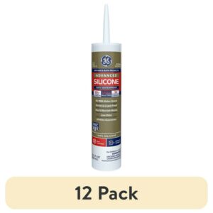 (12 pack) GE Advanced Silicone Kitchen & Bath Sealant, Pack of 1, Clear 10.1 fl oz Cartridge