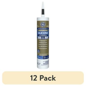 (12 pack) GE Advanced Silicone Window & Door Sealant, Pack of 1, Black 10.1 fl oz Cartridge