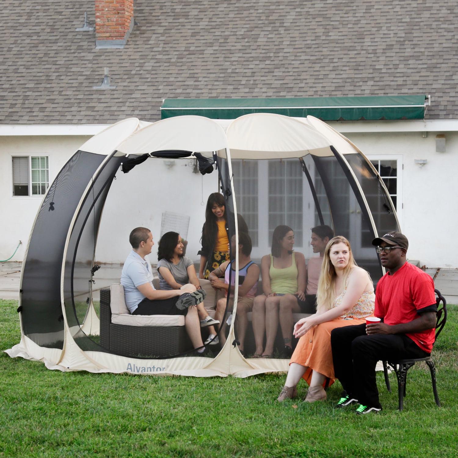 12'x12' Gazebo Pop Up with Mosquito Netting Portable Beige - Image 2