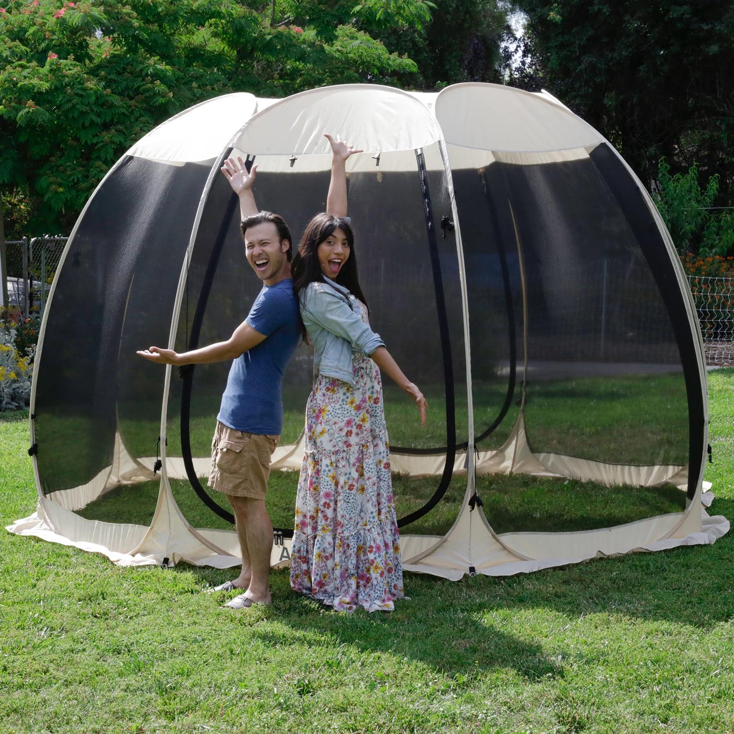 12'x12' Gazebo Pop Up with Mosquito Netting Portable Beige - Image 6