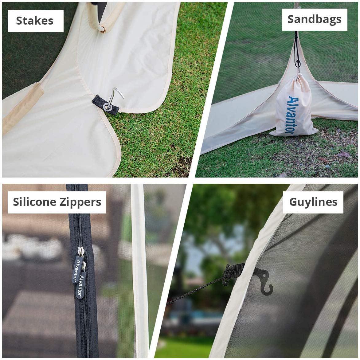 12'x12' Gazebo Pop Up with Mosquito Netting Portable Beige - Image 4