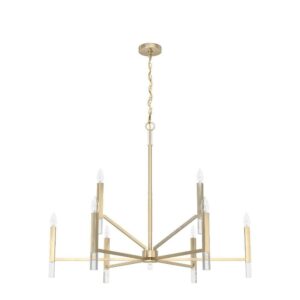 Hunter - Sunjai 9-light Alturas Gold, Extra Large Chandelier, Dimmable, Formal Style, Candle Shaped, for Bedrooms, Dining, Living Rooms - 19521