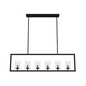 Hunter - Kerrison 6-light Natural Black Iron, Extra Large Chandelier, Dimmable, Linear Shaped, for Bedrooms, Kitchens, Dining, Living Rooms - 19548