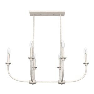 Hunter - Southcrest 6-light Distressed White, Large Chandelier, Dimmable, Linear Shaped, for Bedrooms, Dining, Living Rooms - 19645