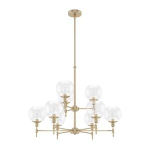 Hunter - Xidane 9-light Alturas Gold, Large Chandelier, Dimmable, Round Shaped, for Bedrooms, Dining, Living Rooms - 19745