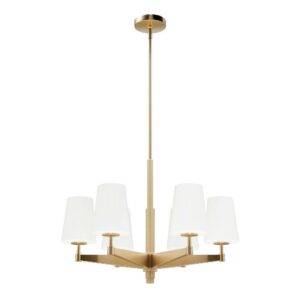 Hunter - Nolita 6-light Alturas Gold, Large Chandelier, Dimmable, Modern Style, Candle Shaped, for Bedrooms, Dining, Living Rooms - 19876