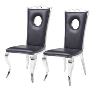 ACM-62078 - ACME Cyrene Side Chair (Set-2), PU & Stainless Steel