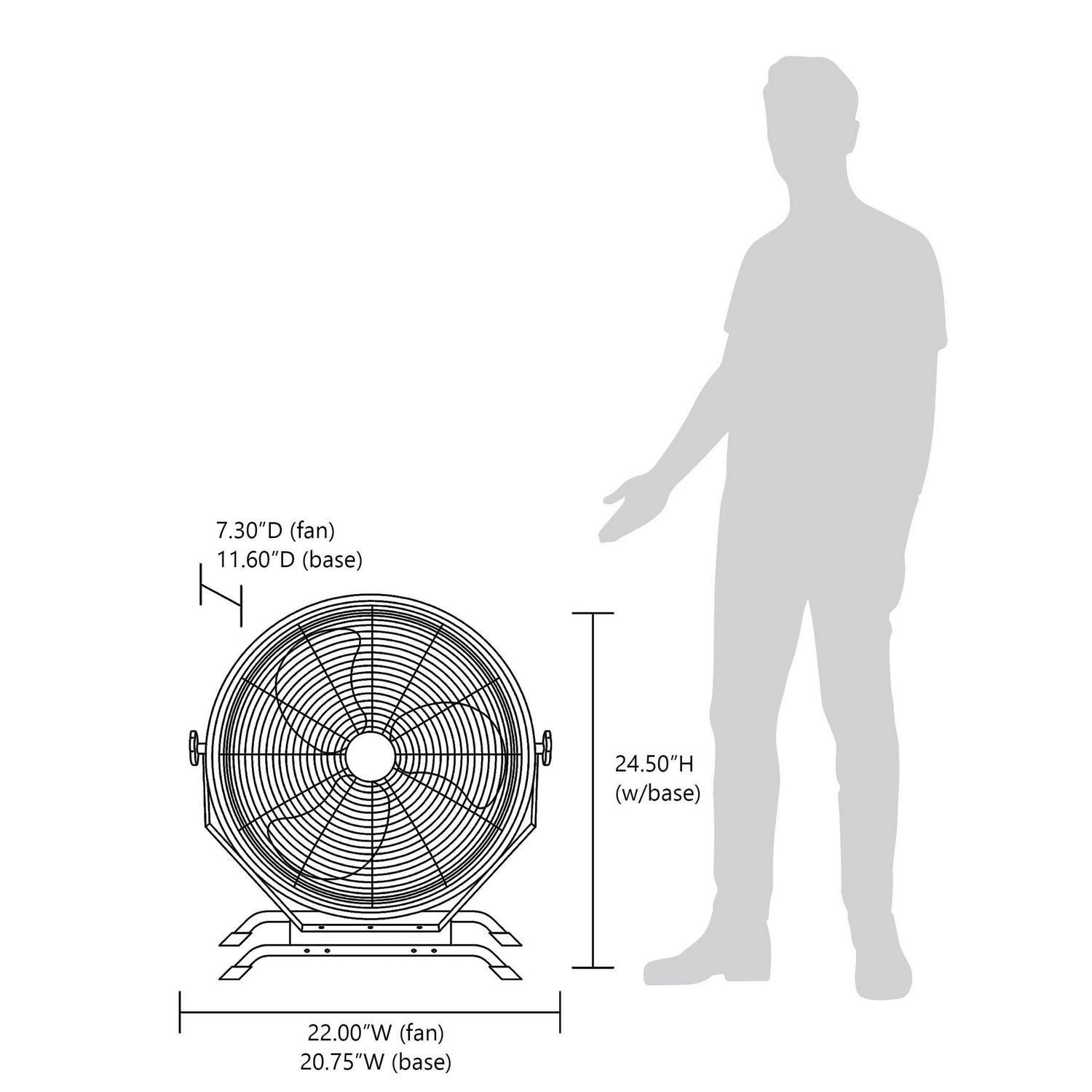 Newair 20" High Velocity Outdoor Fan, Heavy Duty Waterproof 2-in-1 Floor Stand or Wall Mount Fan, Adjustable Tilt and 3 Speeds up to 4650 CFM - Image 8