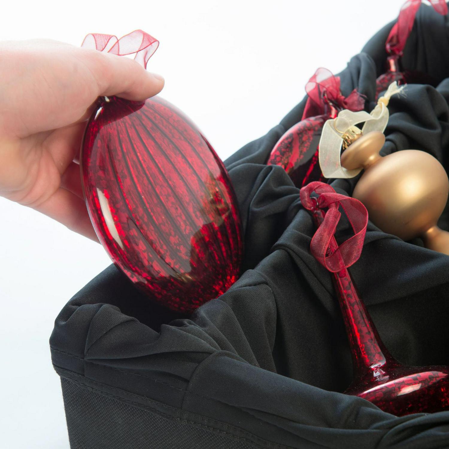 27" Green Unique Adjustable Tray Rectangular Christmas Ornament Storage Box - Image 4