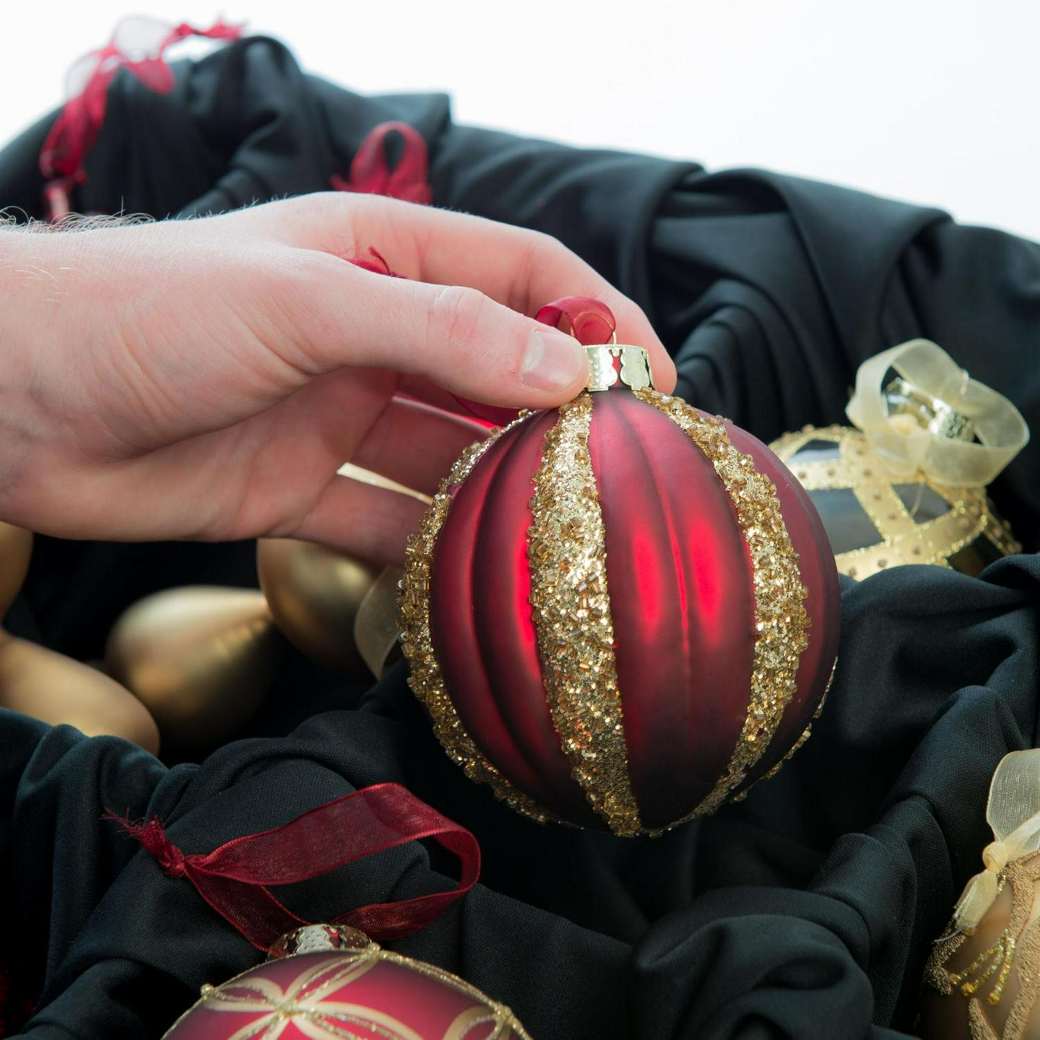 27" Green Unique Adjustable Tray Rectangular Christmas Ornament Storage Box - Image 6