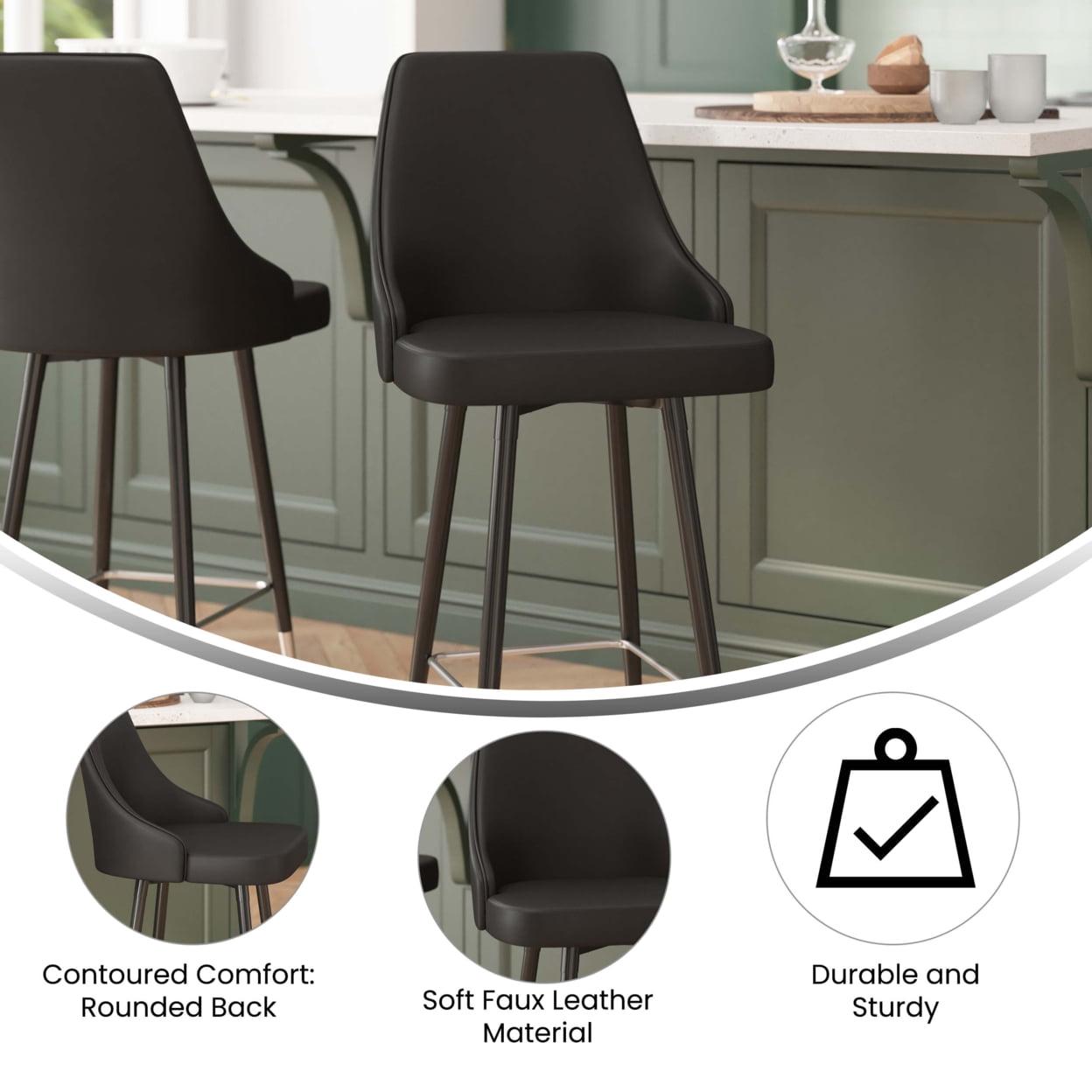 2PK BK Leather Counter Stools - Image 4