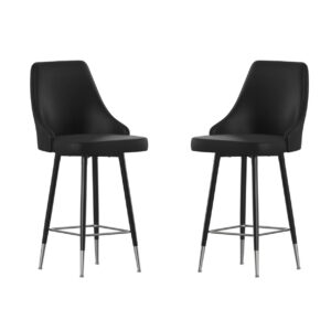 2PK BK Leather Counter Stools