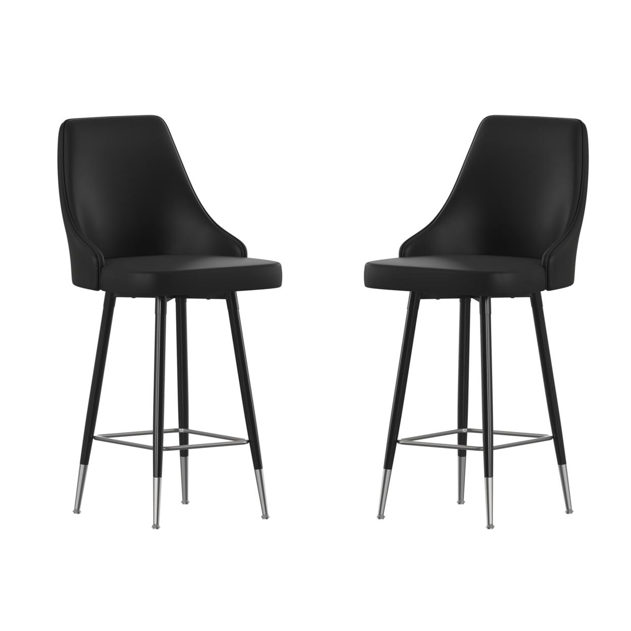 2PK BK Leather Counter Stools