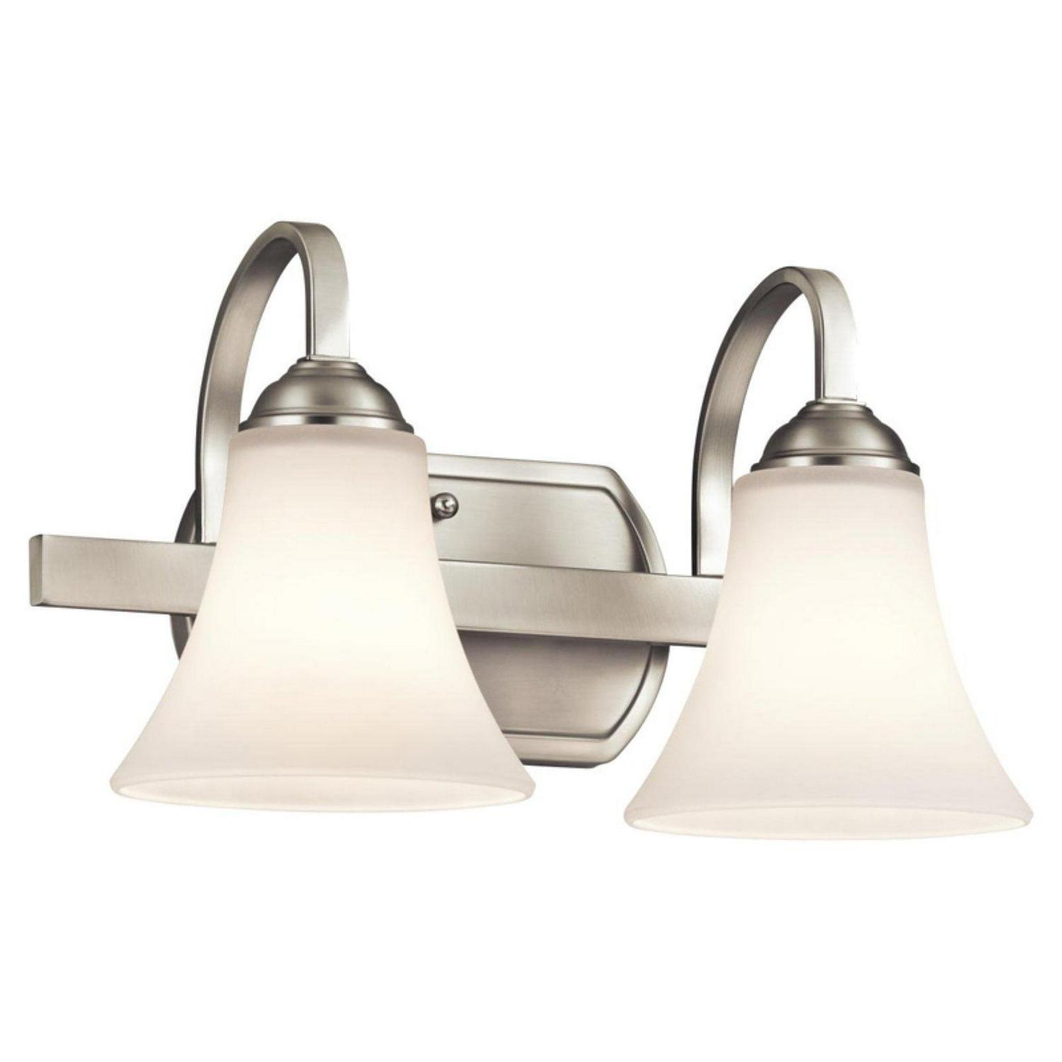 2 Light Bath Vanity Approved For Damp Locations With Transitional Inspirations 8.25 Inches Tall By 14 Inches Wide-Brushed Nickel Finish-Incandescent - Image 2