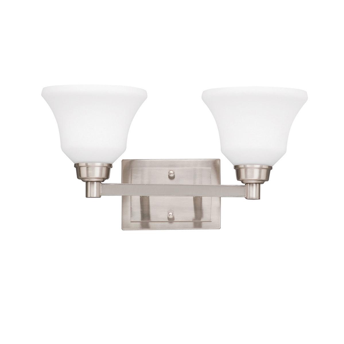 2 Light Bath Vanity Approved For Damp Locations With Transitional Inspirations 8.5 Inches Tall By 17.5 Inches Wide-Brushed Nickel Finish-Incandescent - Image 2