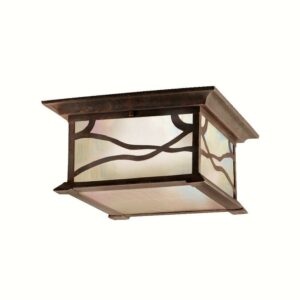2 Light Outdoor Flush Mount With Arts And Crafts/Mission Inspirations 6 Inches Tall By 11.75 Inches Wide Kichler Lighting 9838Dco