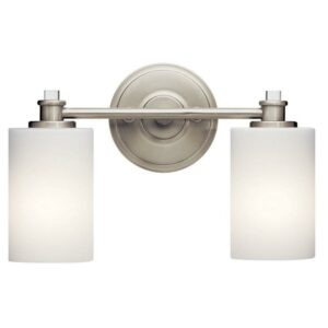2 Light Swing Arm Bath Vanity Approved For Damp Locations With Transitional Inspirations 9.25 Inches Tall By 14 Inches Wide-Brushed Nickel Finish-Led