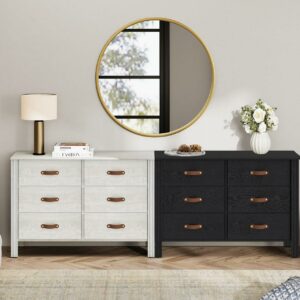 2 PCS Dresser for Bedroom, Large Wooden Dresser with 12 Drawers, Storage Cabinet for Living Room, Black & White