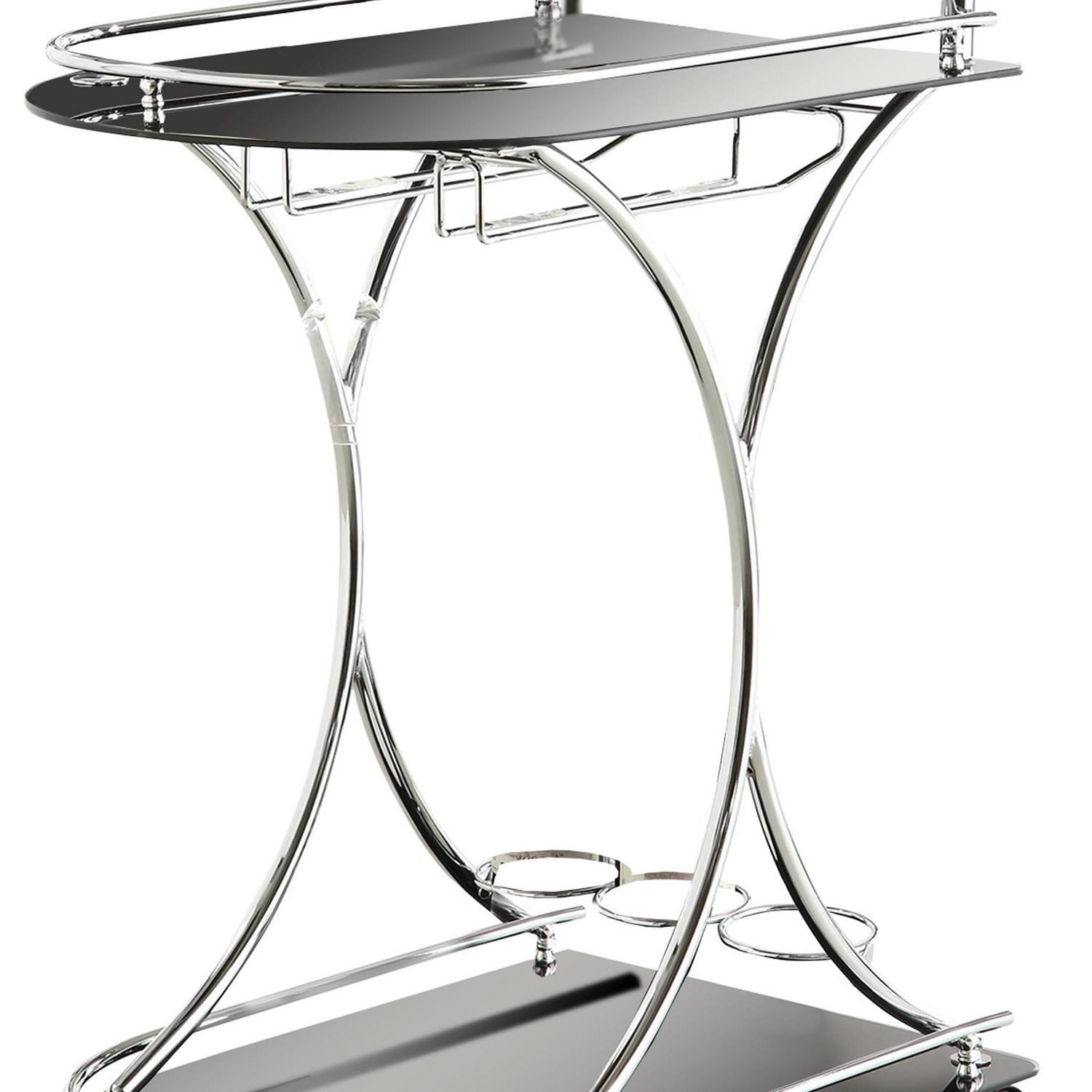 2-shelve Serving Cart Chrome and Black - Image 3