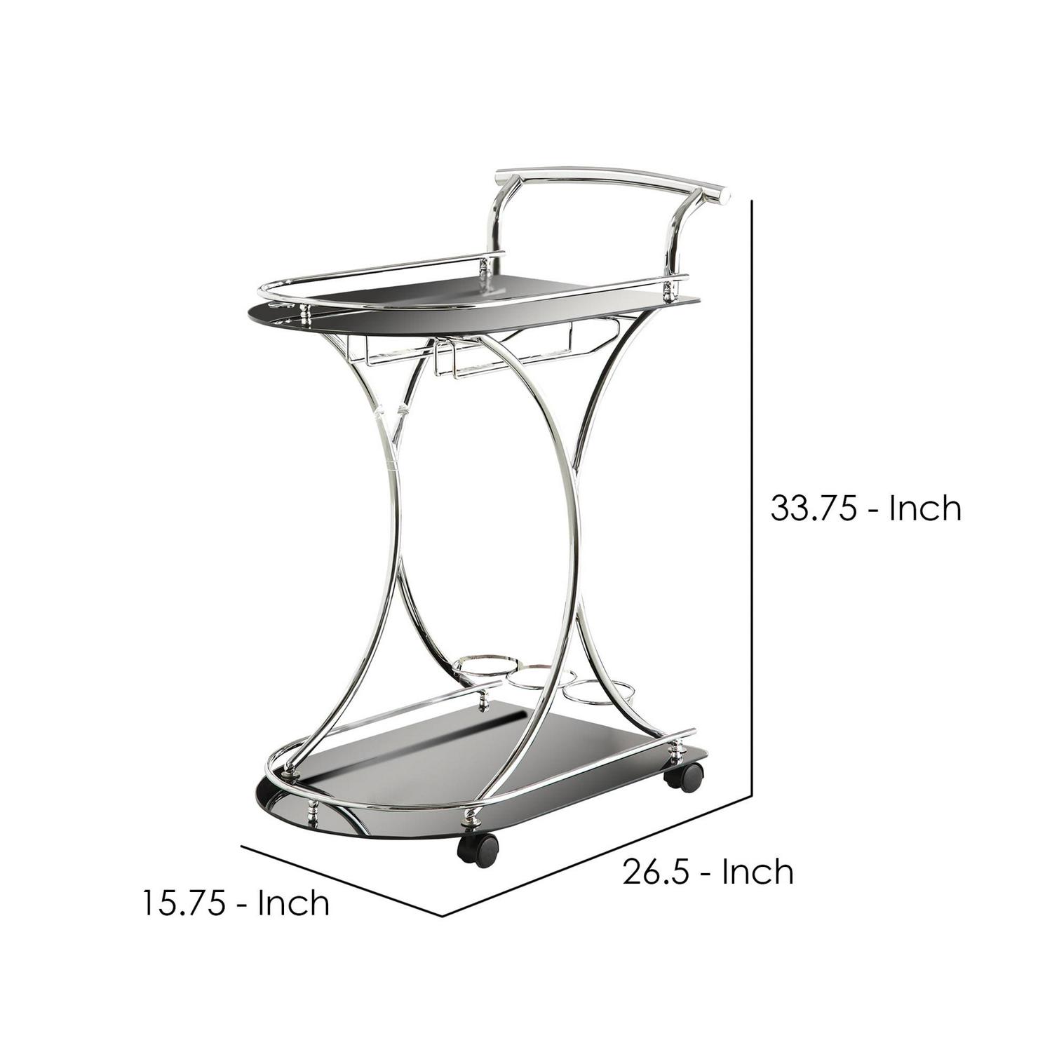 2-shelve Serving Cart Chrome and Black - Image 5