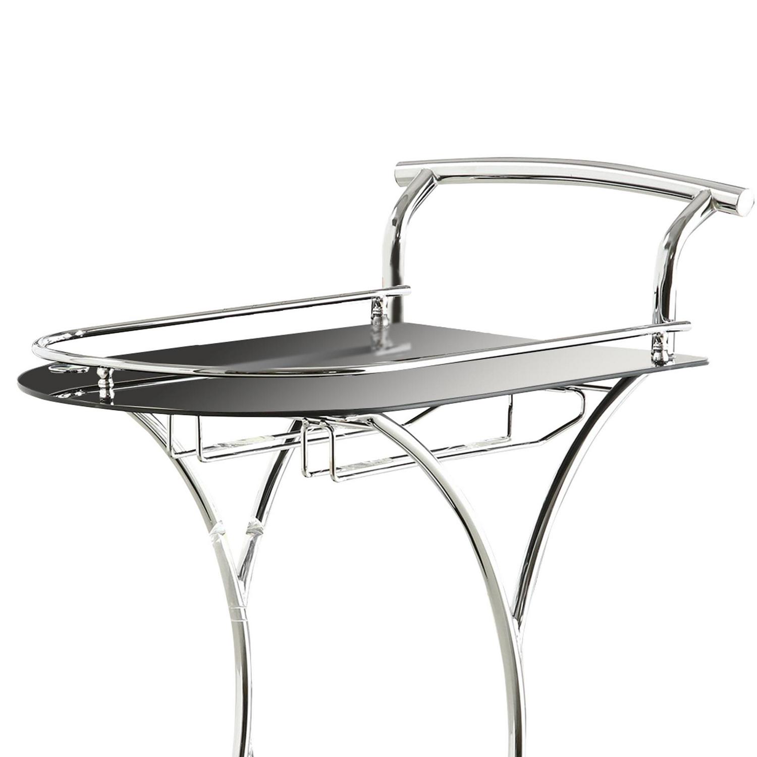 2-shelve Serving Cart Chrome and Black - Image 2