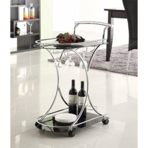 2-shelve Serving Cart Chrome and Black