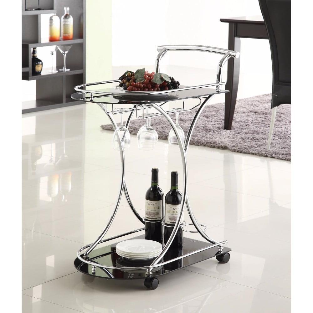 2-shelve Serving Cart Chrome and Black