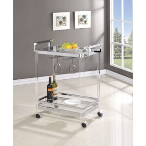 2-tier Glass Serving Cart Clear