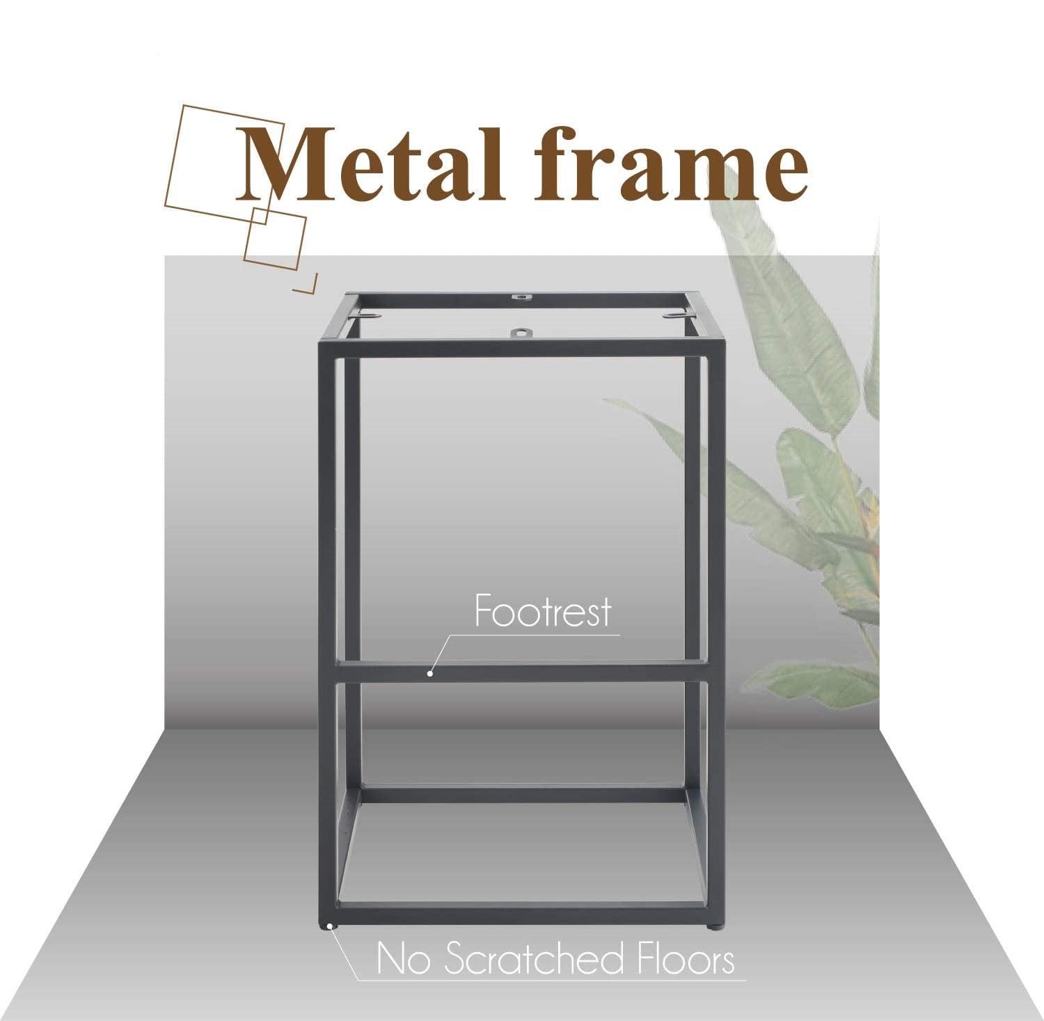 30" Counter Height Bar Stools Footrest PU Leather Set of 2 Armless Bar Stools Metal Steel Frame Base, Gray - Image 5