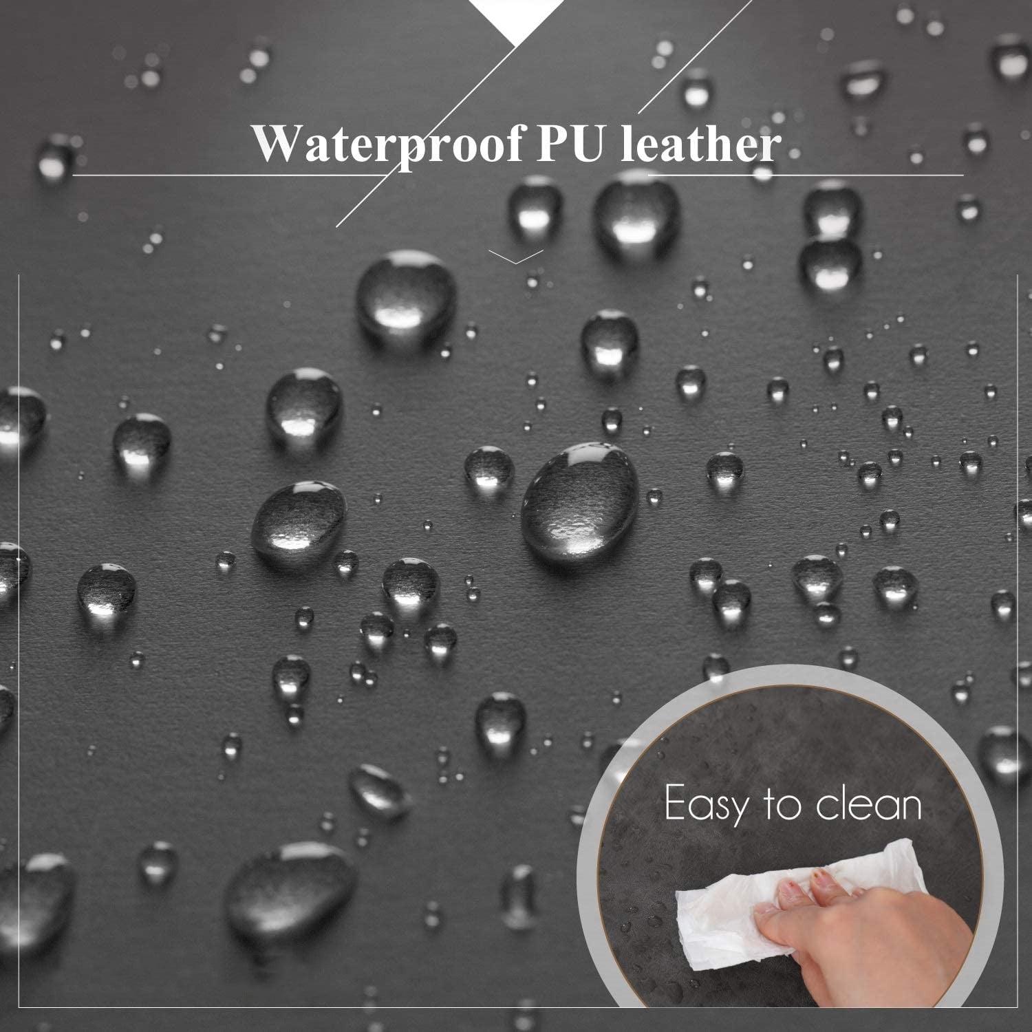 30" Counter Height Bar Stools Footrest PU Leather Set of 2 Armless Bar Stools Metal Steel Frame Base, Gray - Image 4