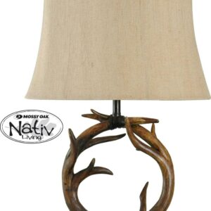 30" Dalton Table Lamp - Dark Brown Finish - Beige Hardback Fabric Shade