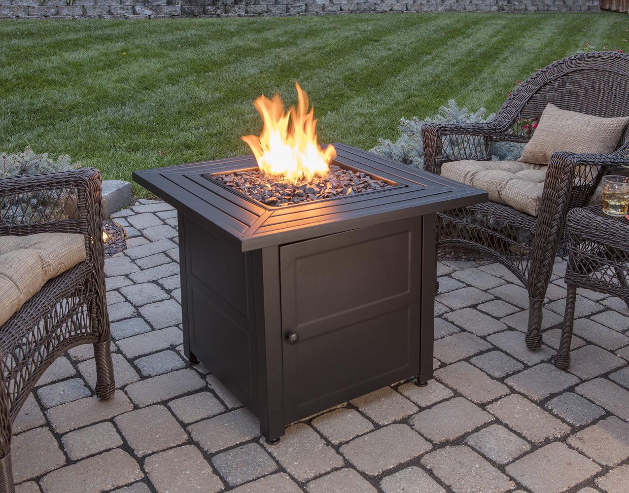 30" Square 30,000 BTU LP Gas Outdoor Fire Table with Black Fire Glass - Image 7