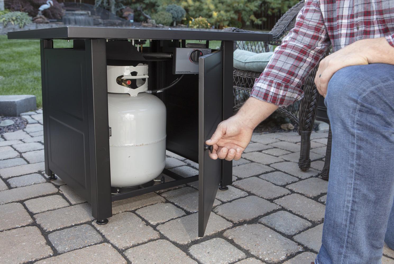 30" Square 30,000 BTU LP Gas Outdoor Fire Table with Black Fire Glass - Image 5