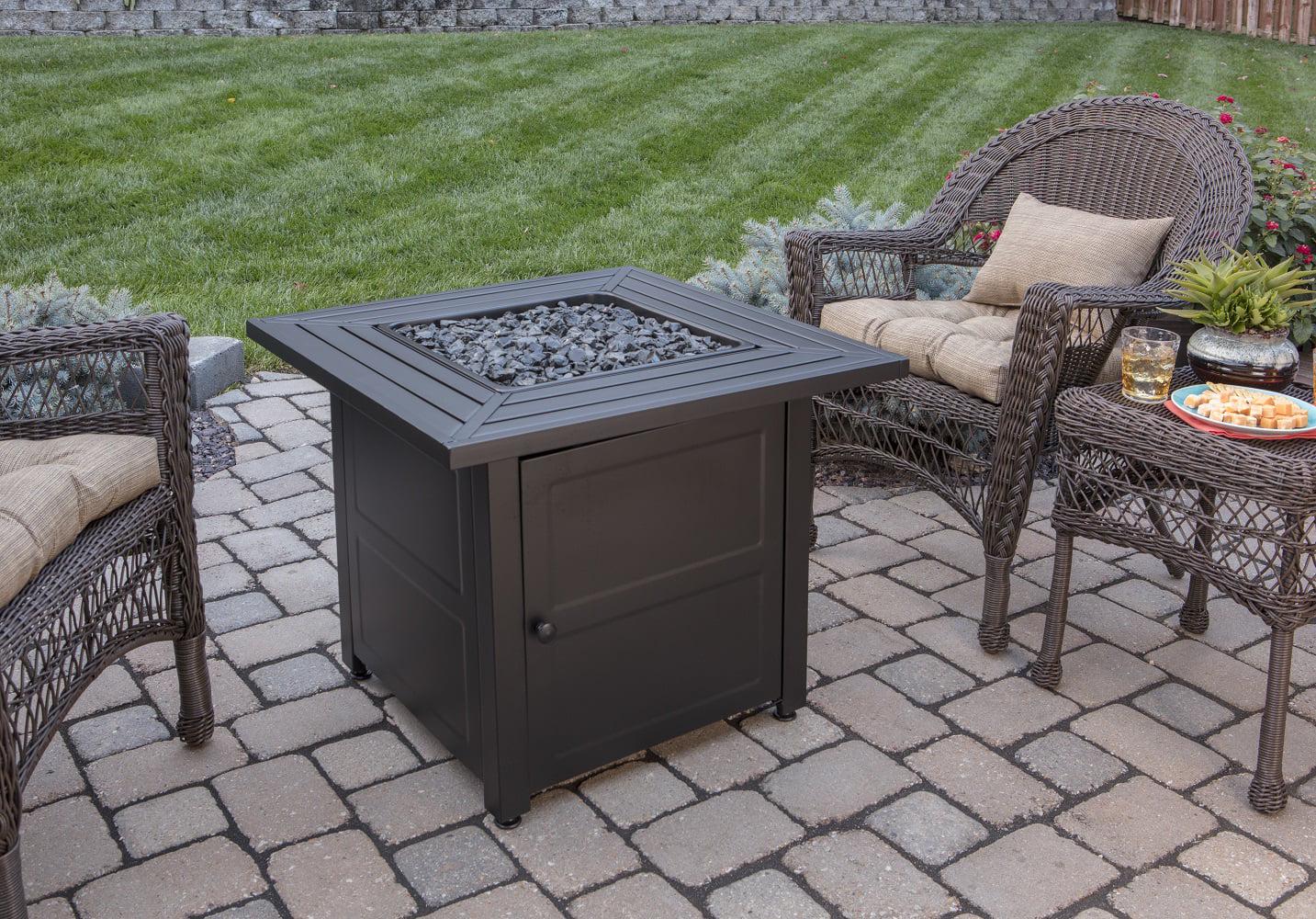 30" Square 30,000 BTU LP Gas Outdoor Fire Table with Black Fire Glass - Image 8