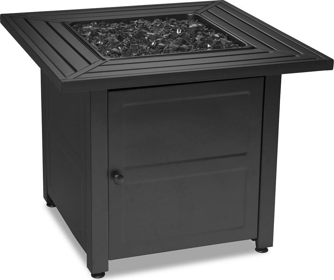 30" Square 30,000 BTU LP Gas Outdoor Fire Table with Black Fire Glass - Image 2
