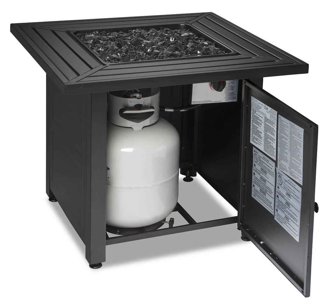 30" Square 30,000 BTU LP Gas Outdoor Fire Table with Black Fire Glass - Image 3