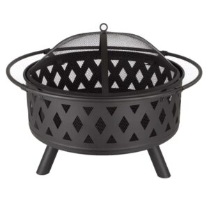 Pure Garden 32-Inch Outdoor Wood Burning Fire Pit with PVC Cover (Black)