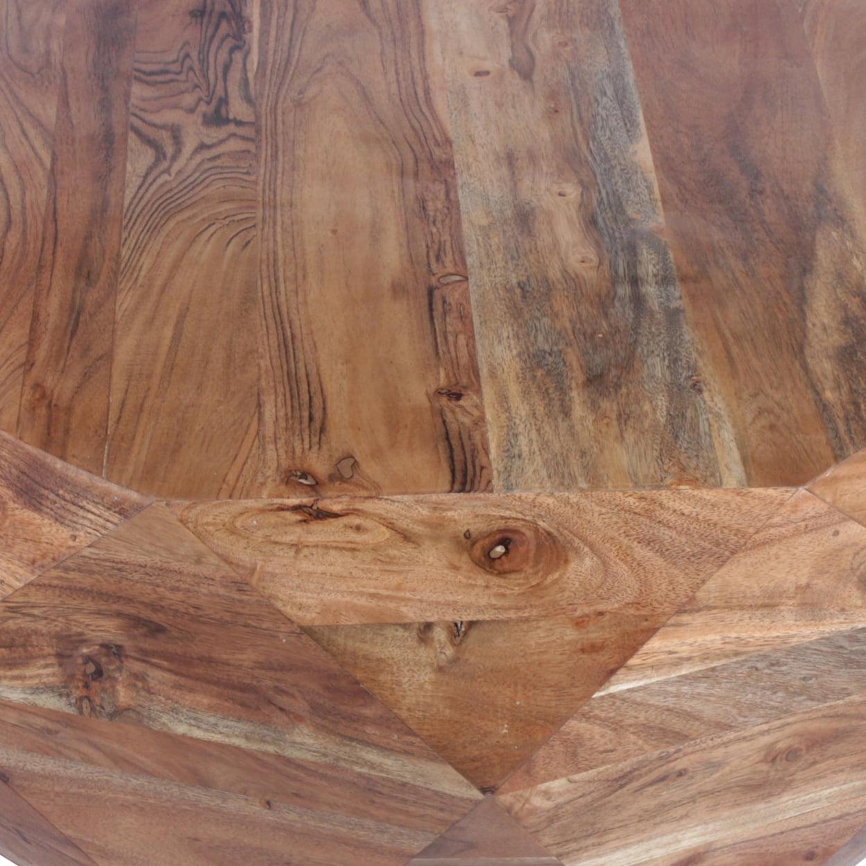 33 Inch Diamond Shape Acacia Wood Coffee Table With Smooth Top, Natural Brown- Saltoro Sherpi - Image 6