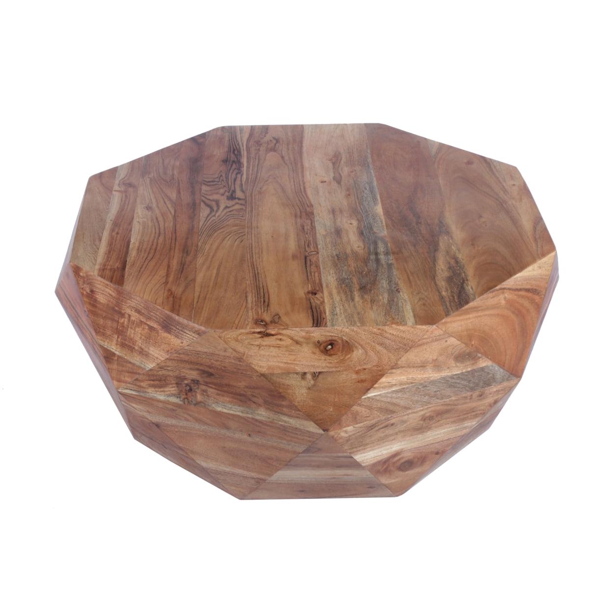 33 Inch Diamond Shape Acacia Wood Coffee Table With Smooth Top, Natural Brown- Saltoro Sherpi - Image 2