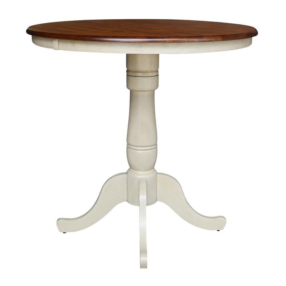 36'' Round Solid Wood Counter Height Pedestal Dining Table in Antiqued Almond/Espresso by International Concepts - Image 9