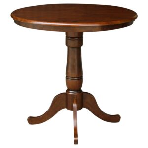36" Round Top Pedestal Table with 12" Leaf, 34.9"H