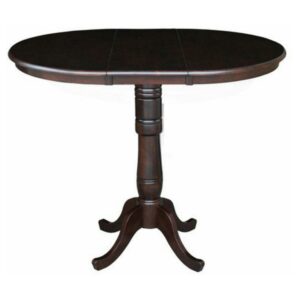 36" Round Top Pedestal Table with 12" Leaf, 40.9"H