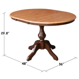 36" Round Top Pedestal Dining Table with 12" Leaf - Cinnamon/Espresso