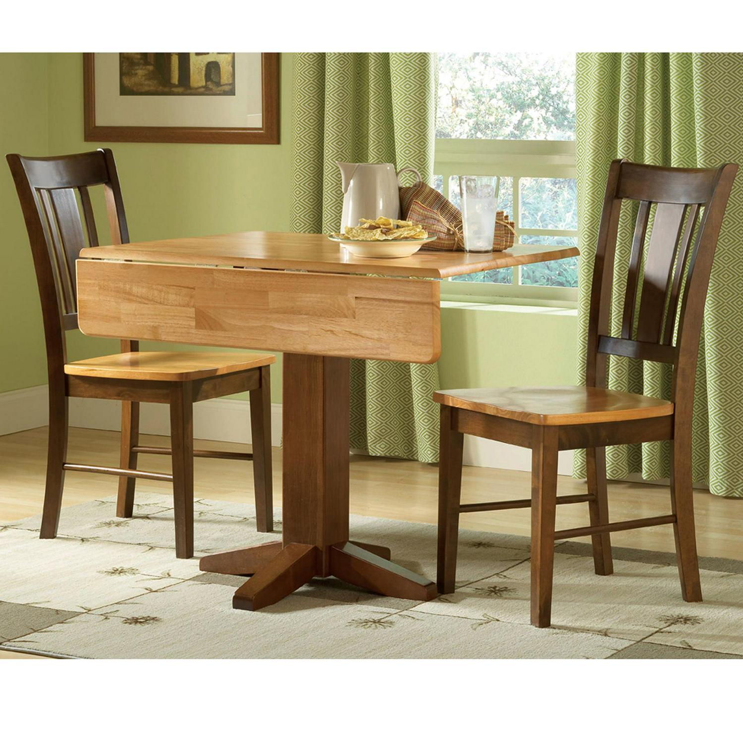 36" Square Dual Drop Leaf Table with 2 San Remo Chairs in Cinnamon/Espresso - 3 Piece Set - Image 4