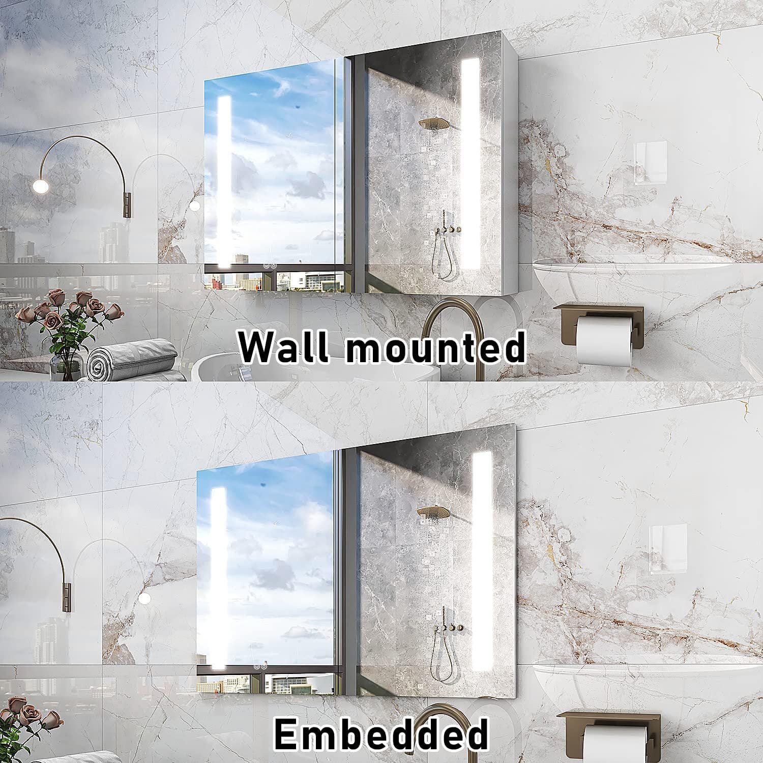 36 X 24 inch LED Lighted Medicine Cabinets with Mirror, Mriplus Wall Mounted LED Bathroom Mirror Medicine Cabinet, Double Doors Medicine Cabinet with Storage Shelves, Touch Switch, Defogger - Image 5