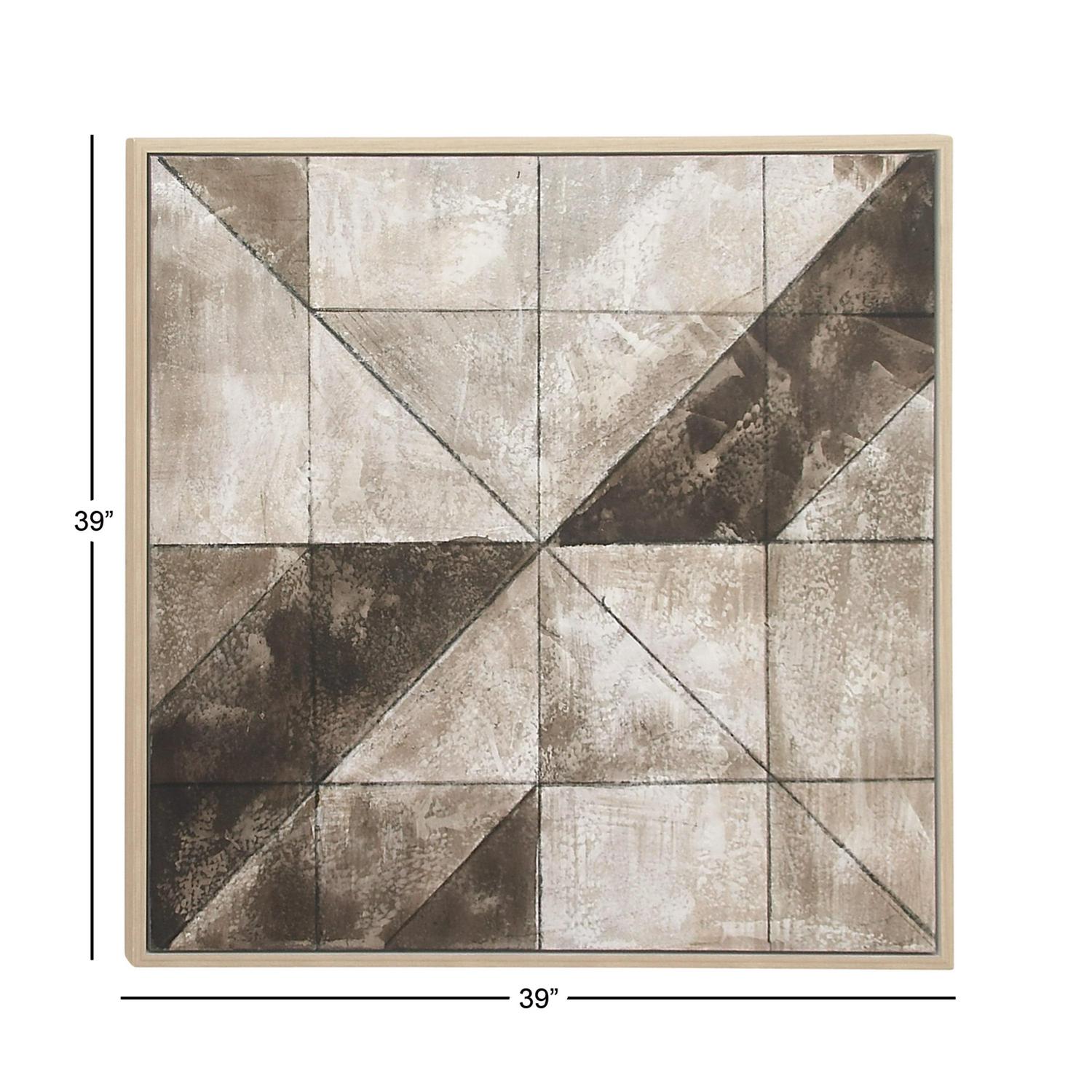 39" x 39" Geometric Framed Wall Art with Tan Frame, by DecMode - Image 3