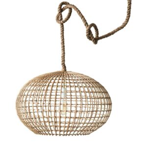Creative Co-Op Open-Weave Wicker Ceiling Light, Natural