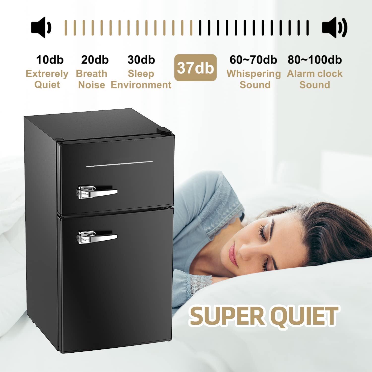 3.1 Cu.Ft Compact 2 Doors Refrigerator, 37dB Quiet Mini Fridge with Freezer, 7-Settings Mechanical Thermostat, Small Refrigerator for Bedroom Office, Dorm or Garage, Black - Image 3