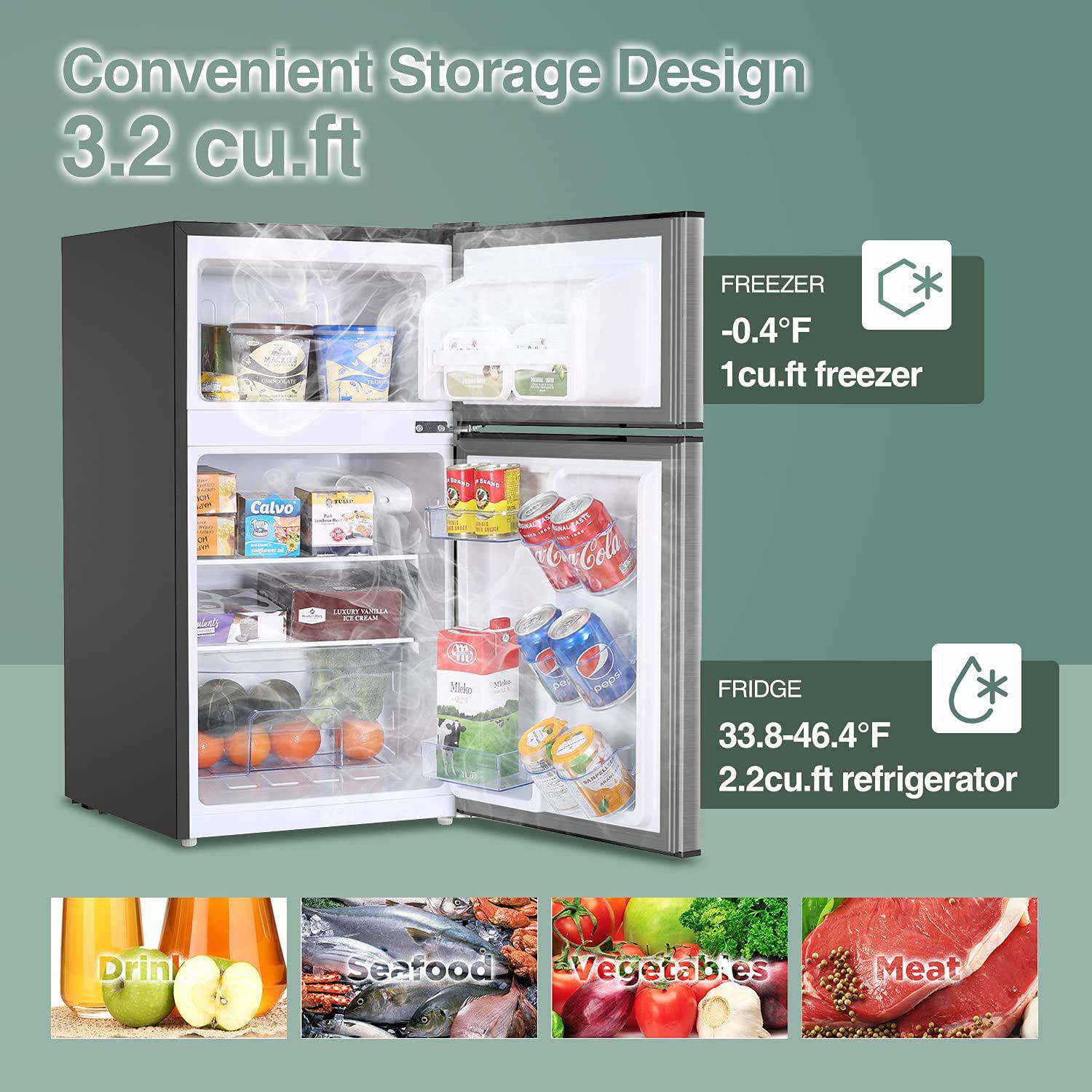 3.1 Cu.Ft. Mini Refrigerator with Freezer, Compact 2 Door Refrigerator and Freezer, for Bedroom Home Office Dorm, Stainless Steel - Image 2